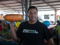 DSC_9930 Robert showing his big fruit (papaya) -- Tumbaco Farmer's Market (Tumbaco, Ecuador) - 27 December 2015