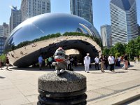 DSC_4300 Sock Monkey viewing the Cloud Gate - AKA "The Bean" -- A visit to Millenium Park (Chicago, IL) -- 30 May 2014