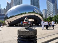 DSC_4302 Sock Monkey viewing the Cloud Gate - AKA "The Bean" -- A visit to Millenium Park (Chicago, IL) -- 30 May 2014